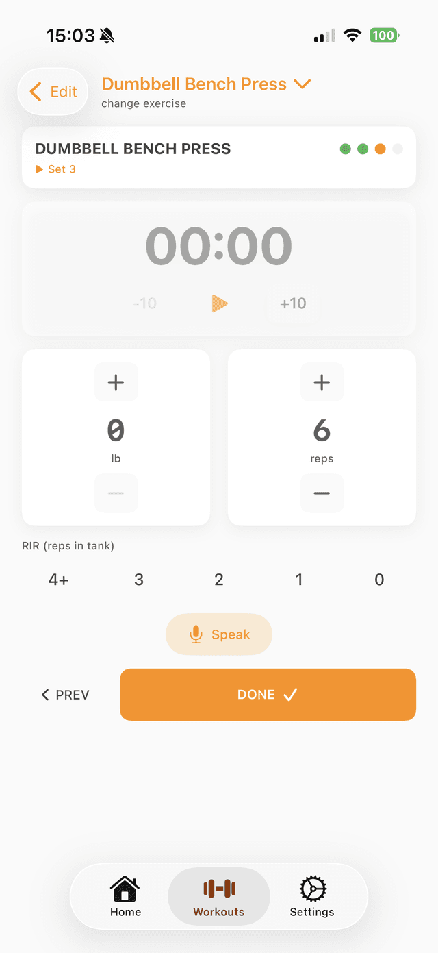 VibeRep workout logging